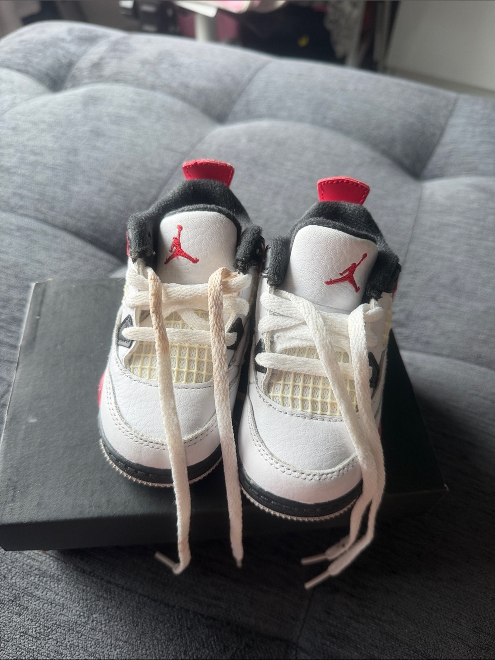 Jordan Kids White, Black & Red Retro Basketball Sneakers